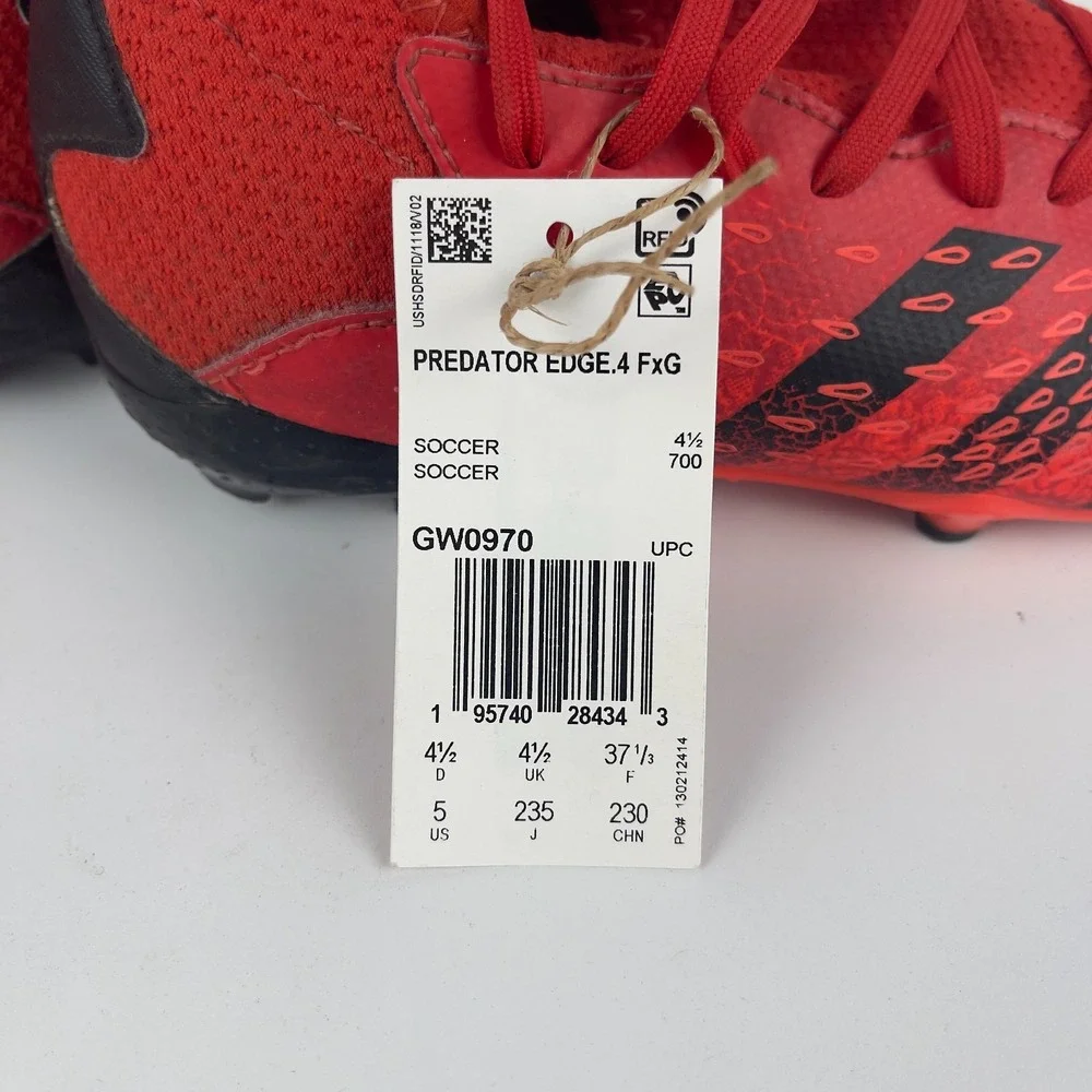 Adidas Predator Edge 4 FXG Soccer Cleats kids 5‎ Red Black Lace Up GW0970